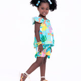 Conjunto com estampa Aquário infantil feminino Antonita para meninas de 2 a 10 anos
