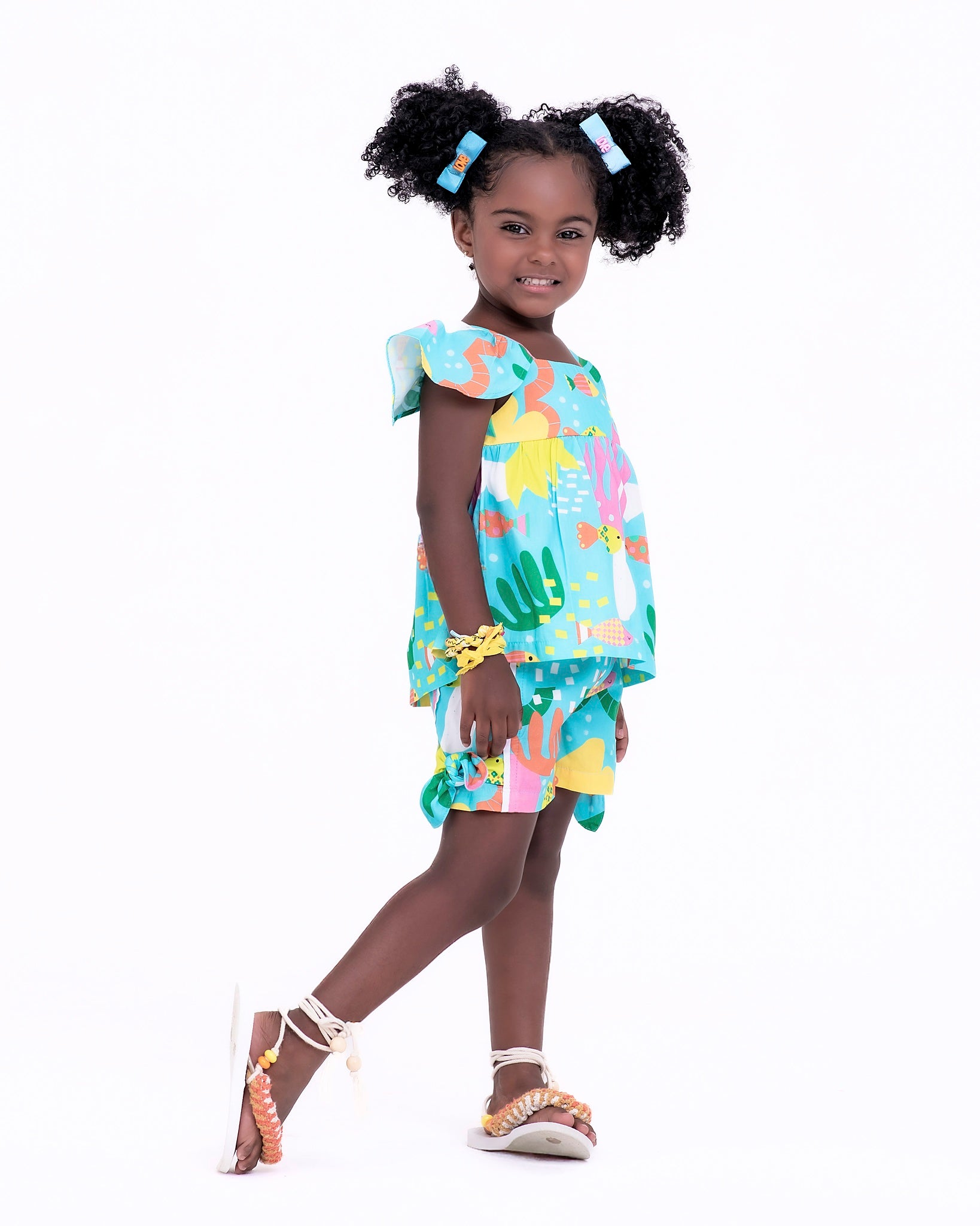 Conjunto com estampa Aquário infantil feminino Antonita para meninas de 2 a 10 anos
