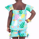 Conjunto com estampa Aquário infantil feminino Antonita para meninas de 2 a 10 anos