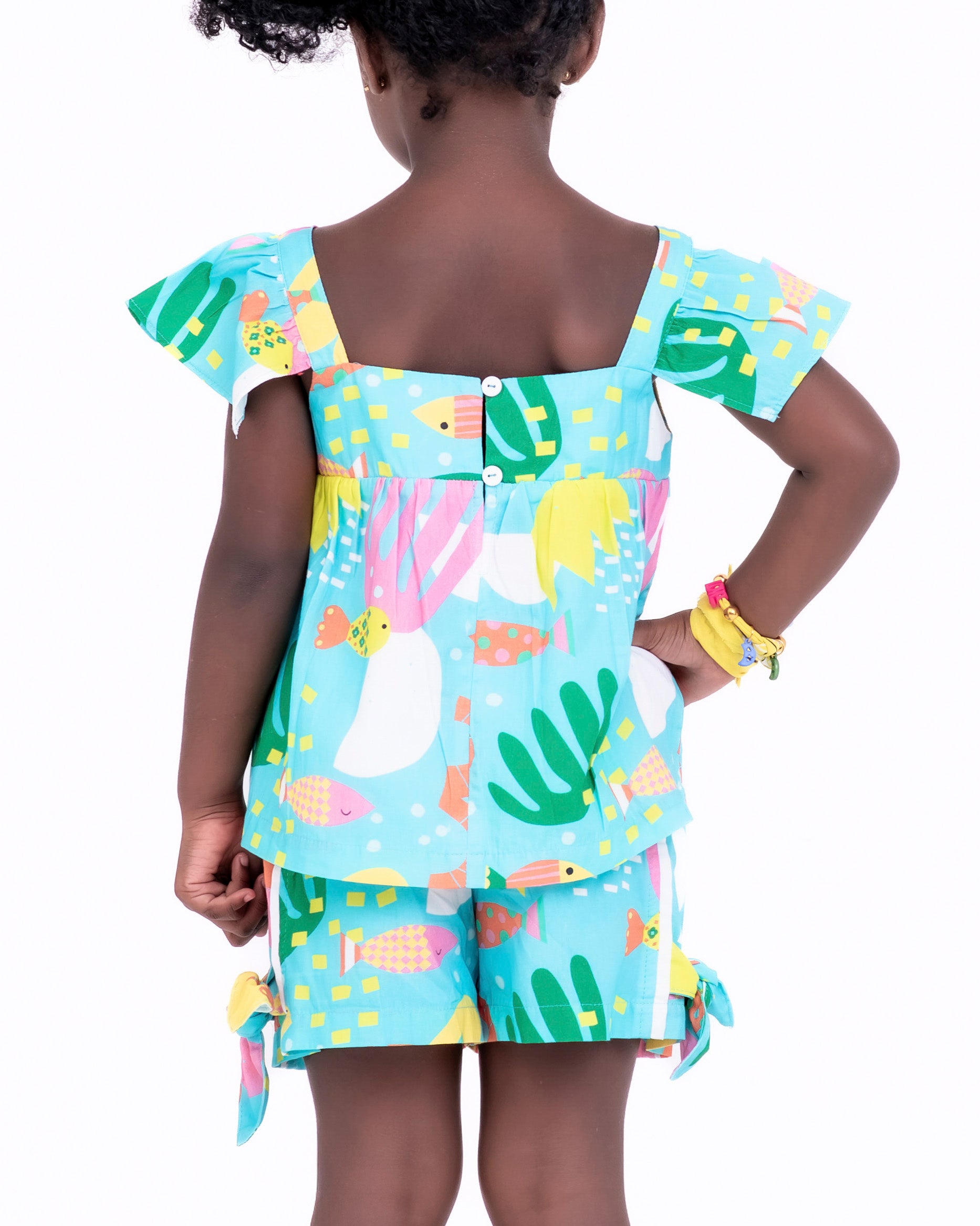 Conjunto com estampa Aquário infantil feminino Antonita para meninas de 2 a 10 anos