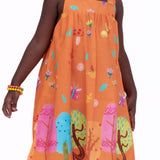 Vestido curto com estampa Dia de Verão infantil feminino Antonita para meninas de 2 a 10 anos