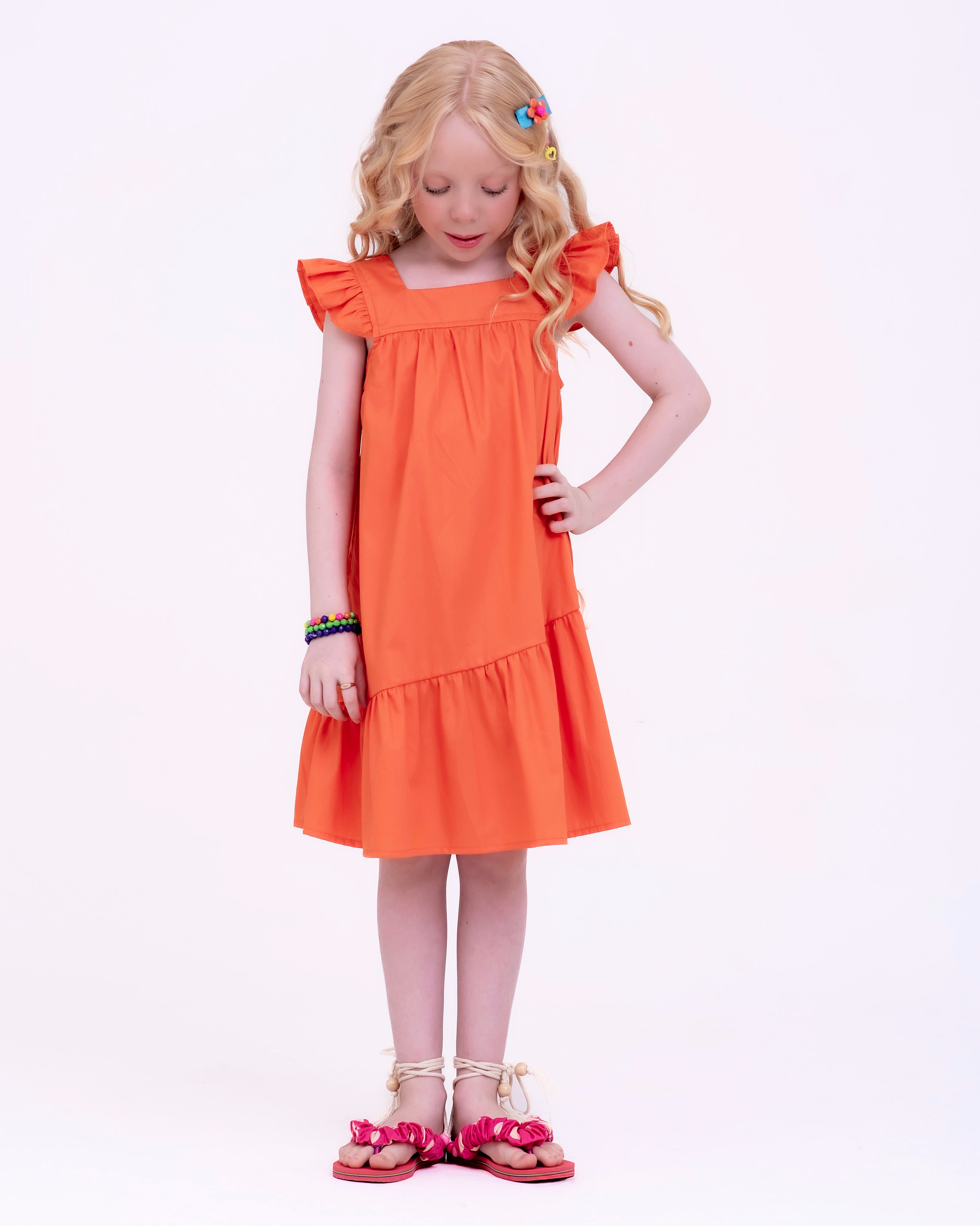 Vestido curto com estampa Buque De Flores infantil feminino Antonita para meninas de 4 a 16 anos
