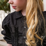 Conjunto Blackout com blusa cropped e short infantil feminino Antonita para meninas 