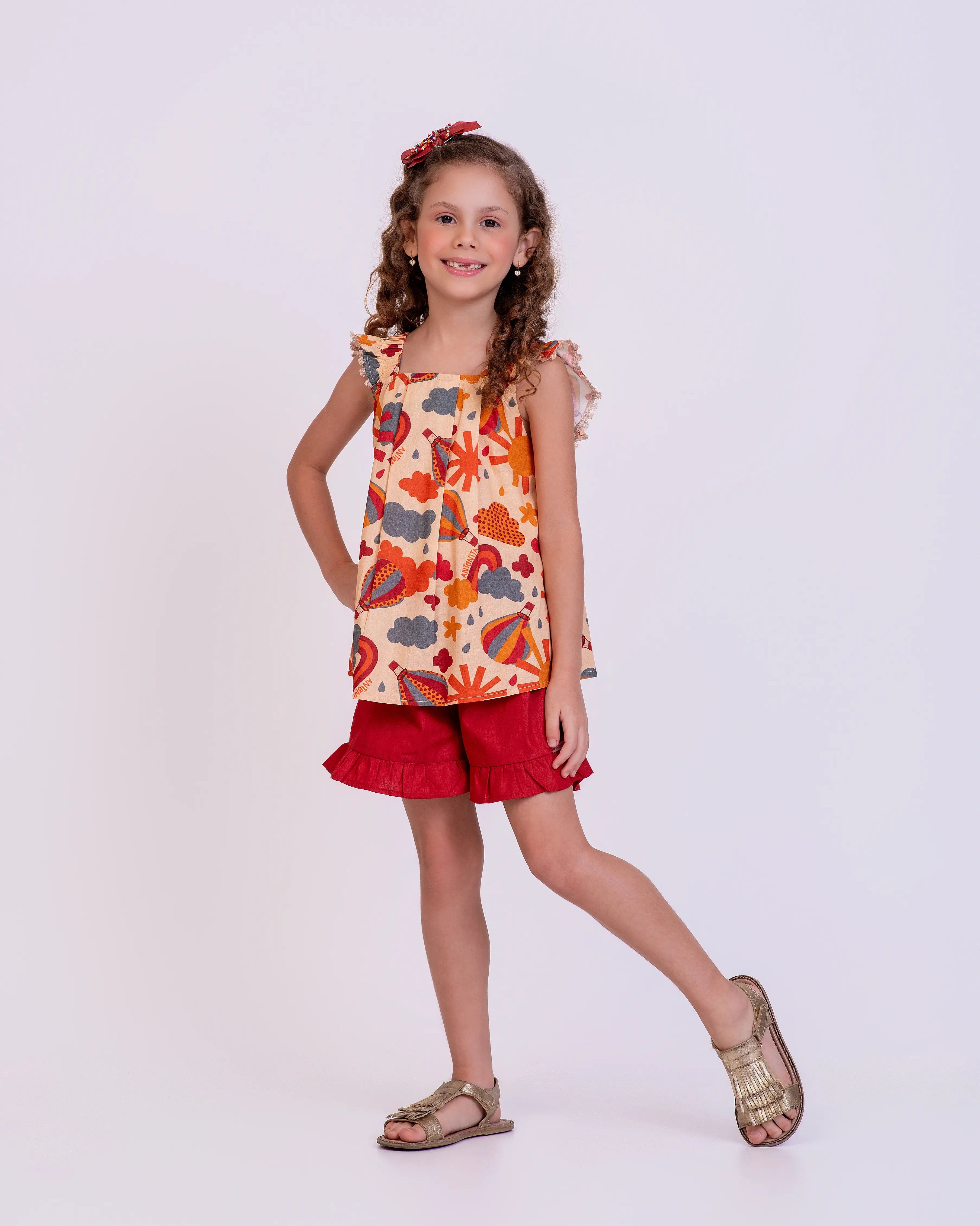 Macacão com estampa Capadocia infantil feminino Antonita para meninas de 4 a 12 anos