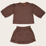 Conjunto curto com blusa de mangas bufantes e saia rodada infantil feminino Antonita para meninas 