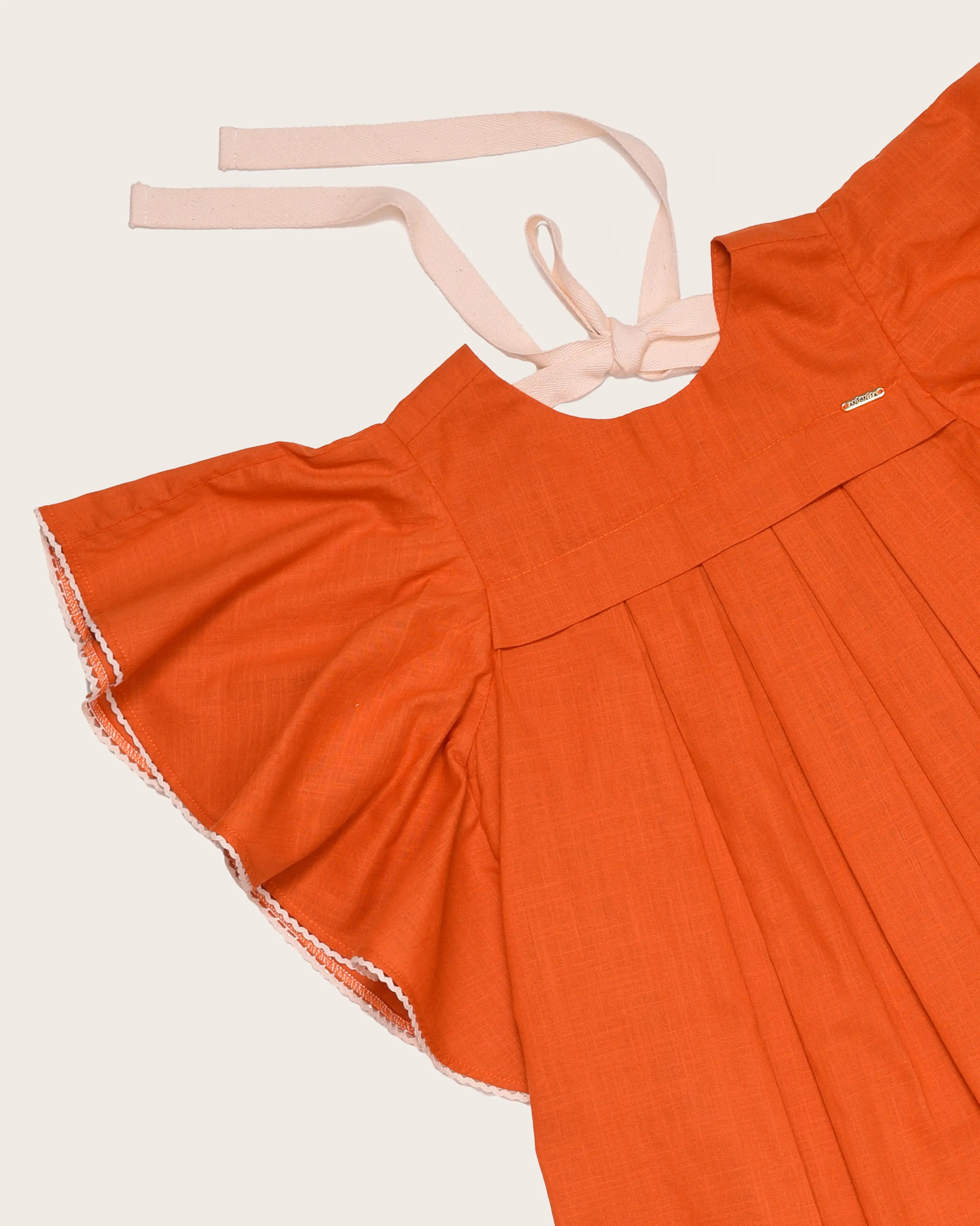 Vestido de alças largas em tom laranja infantil feminino Antonita para meninas 
