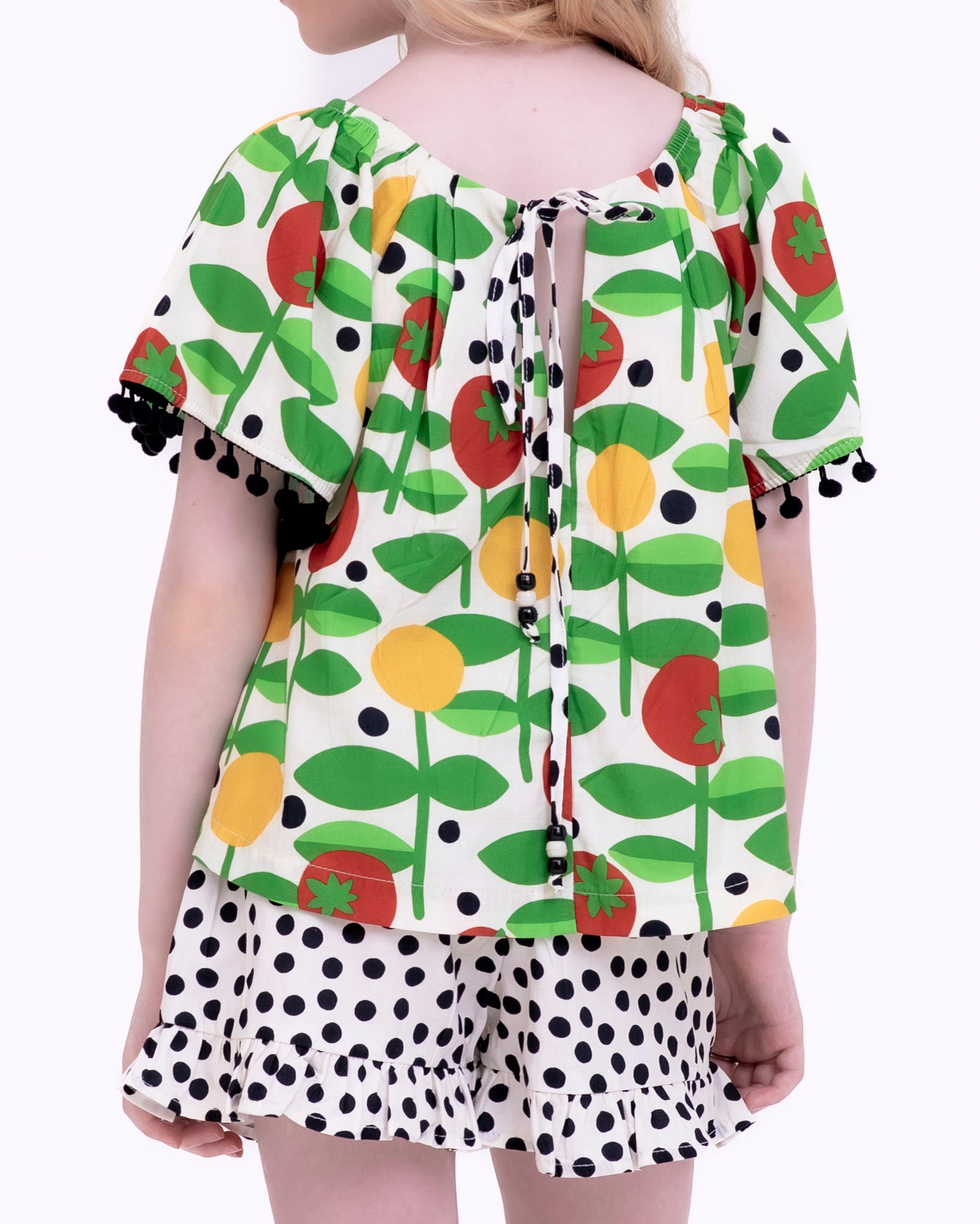 Conjunto com estampa Plantio e poás infantil feminino Antonita para meninas de 2 a 10 anos