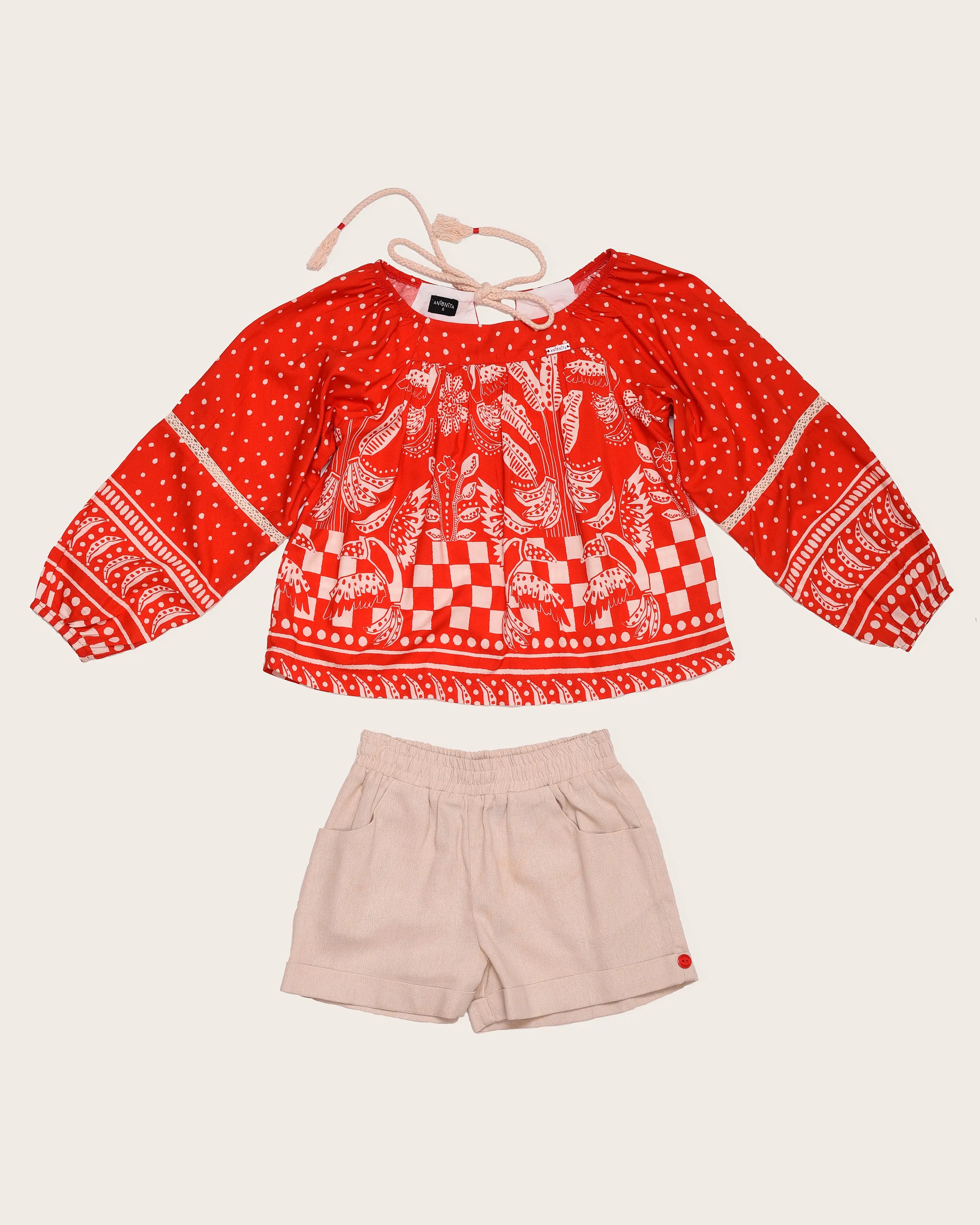 Conjunto short com blusa de estampa floral infantil feminino Antonita para meninas 
