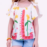 Conjunto com estampa de centopeias coloridas infantil feminino Antonita para meninas de 2 a 10 anos