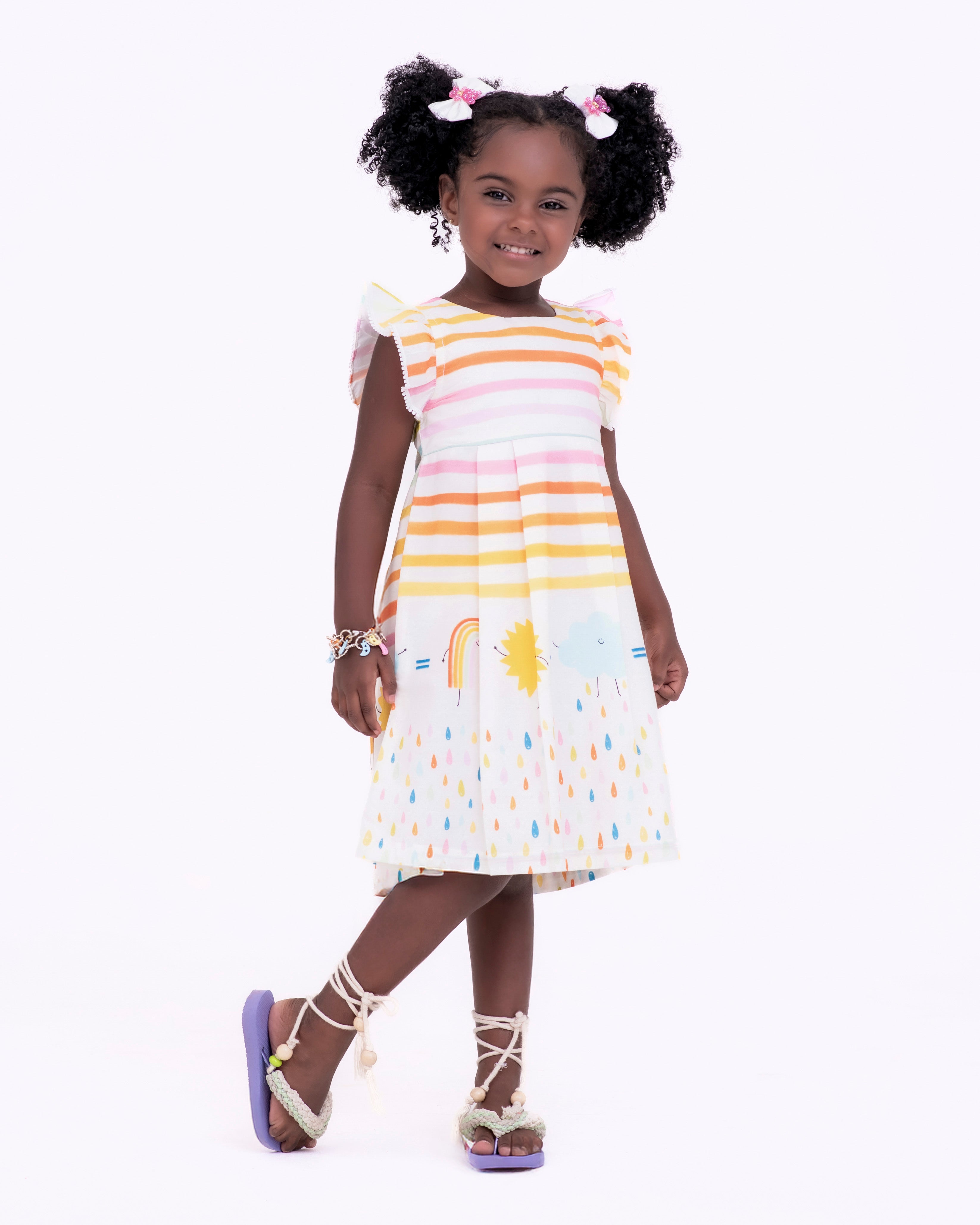 Vestido com estampa Chuva E Sol infantil feminino Antonita para meninas de 2 a 10 anos