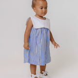 Vestido curto com listras infantis femininas Antonita para meninas de 2 a 10 anos